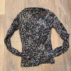 All Saints Black and Gray Animal Print Long Sleeve Tee